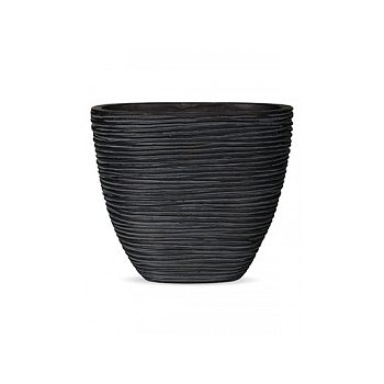 Кашпо Capi Nature planter oval s rib high black, чёрный: фото 1 Кашпо Capi Nature planter oval s rib high black, чёрный