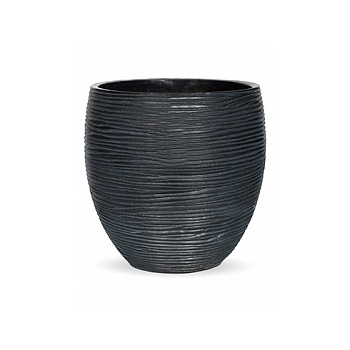 Кашпо Capi Nature vase elegance rib 3-й размер black, чёрный