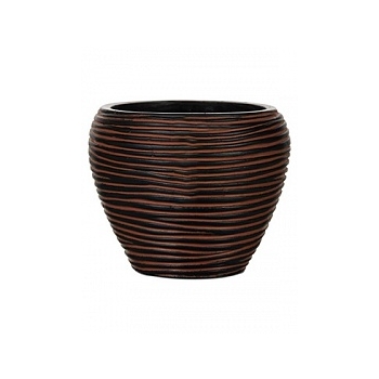 Кашпо Capi Nature vase taper round rib 3-й размер brown, коричневый