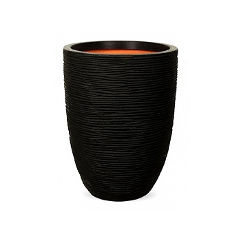 Кашпо Capi Tutch rib nl vase vase elegant low black, чёрный