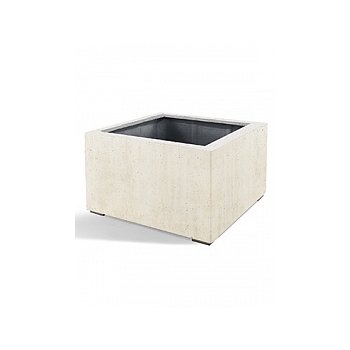 Кашпо Nieuwkoop D-lite low cube L размер antique white, белого цвета-фактура бетон