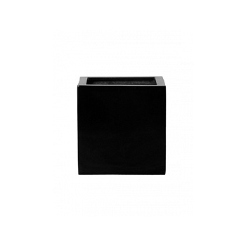 Кашпо Pottery Pots Fiberstone glossy black, чёрного цвета block M размер Длина — 40 см
