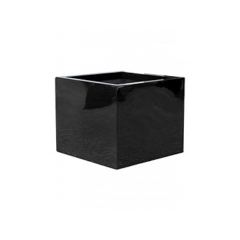 Кашпо Pottery Pots Fiberstone glossy black, чёрного цвета block XL размер Длина — 60 см
