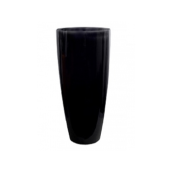 Кашпо Pottery Pots Fiberstone glossy black, чёрного цвета dax XL размер  Диаметр — 47 см