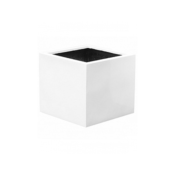 Кашпо Pottery Pots Fiberstone glossy white, белого цвета block XL размер Длина — 60 см