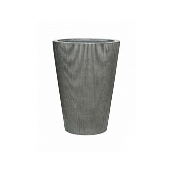 Кашпо Pottery Pots Fiberstone ridged dark grey, серого цвета belle S размер  Диаметр — 42 см