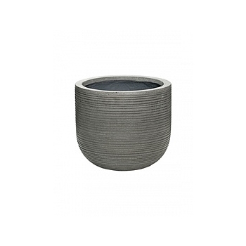 Кашпо Pottery Pots Fiberstone ridged dark grey, серого цвета dice XS размер horizontal  Диаметр — 28 см