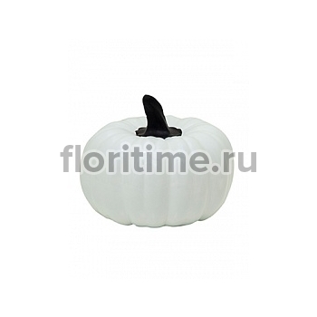 Тыква декоративная Pumpkin glossy white, белого цвета M размер  Диаметр — 42 см Высота — 38 см