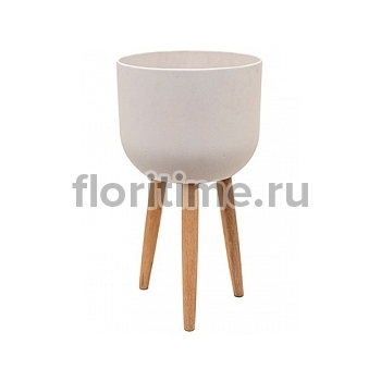 Кашпо Pottery Pots Refined retro with feet logan natural white, белого цвета диаметр - 40 см высота - 74 см