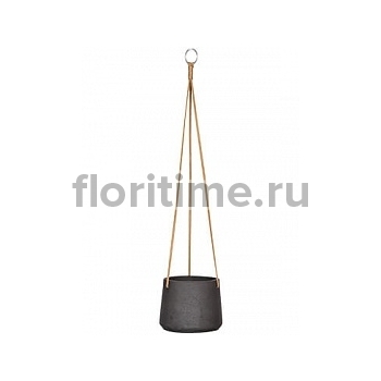 Подвесное Кашпо Pottery Pots Rough patt (hanging) M размер black, чёрного цвета washed диаметр - 17 см высота - 14 см