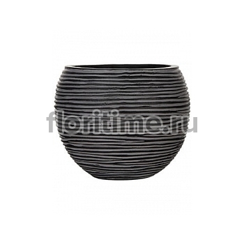 Кашпо Capi Nature vase ball rib iiii black, чёрного цвета диаметр - 23 см высота - 19 см