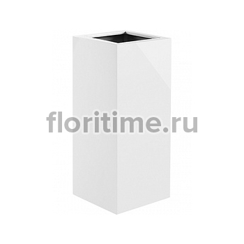 Кашпо Nieuwkoop Argento high cube shiny white, белого цвета длина - 30 см высота - 70 см