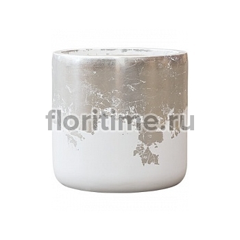 Кашпо Nieuwkoop Luxe lite glossy cylinder white, белого цвета-под цвет серебра диаметр - 33 см высота - 31 см