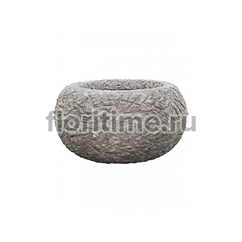 Кашпо Nieuwkoop Polystone coated kamelle bowl raw grey, серого цвета диаметр - 54 см высота - 30 см