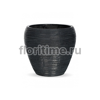 Кашпо Nieuwkoop Capi Nature vase tapering round rib i.5 black, чёрного цвета диаметр - 12 см высота - 10 см