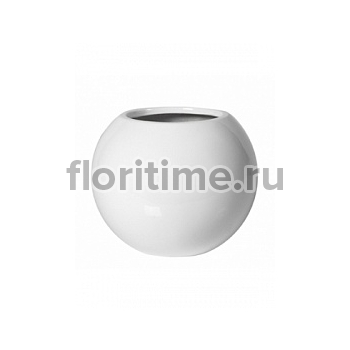 Кашпо Nieuwkoop Fiberstone glossy white, белого цвета beth S размер диаметр - 31 см высота - 25 см