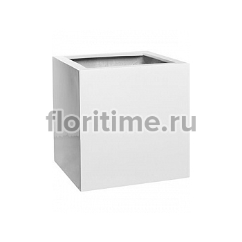 Кашпо Nieuwkoop Fiberstone glossy white, белого цвета block S размер длина - 30 см высота - 30 см