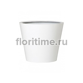 Кашпо Nieuwkoop Fiberstone glossy white, белого цвета bucket S размер диаметр - 49 см высота - 40 см