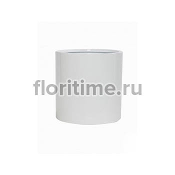 Кашпо Nieuwkoop Fiberstone glossy white, белого цвета puk L размер диаметр - 25 см высота - 25 см