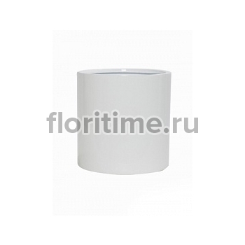 Кашпо Nieuwkoop Fiberstone glossy white, белого цвета puk M размер диаметр - 20 см высота - 20 см