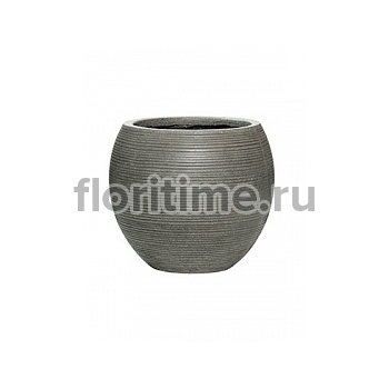 Кашпо Nieuwkoop Fiberstone ridged dark grey, серого цвета abby M размер horizontal диаметр - 34.5 см высота - 30 см