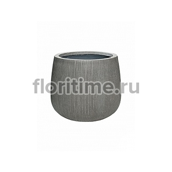 Кашпо Nieuwkoop Fiberstone ridged dark grey, серого цвета pax M размер диаметр - 40 см высота - 36 см