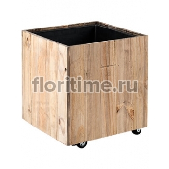 Кашпо Marrone cube dark flame wood with wheels