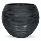 Кашпо Capi Nature vase ball rib 2-й размер black, чёрный