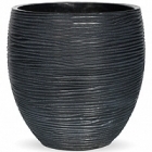 Кашпо Capi Nature vase elegance rib 3-й размер black, чёрный