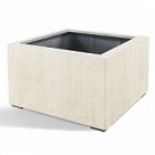 Кашпо Nieuwkoop D-lite low cube L размер antique white, белого цвета-фактура бетон