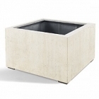 Кашпо Nieuwkoop D-lite low cube M размер antique white, белого цвета-фактура бетон