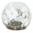 Композиция из искусственных растений orchid white, белого цвета stones  Диаметр — 30 см