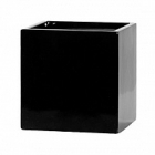 Кашпо Pottery Pots Fiberstone glossy black, чёрного цвета fleur S размер Длина — 15 см
