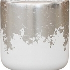 Кашпо Nieuwkoop Luxe lite glossy cylinder white, белого цвета-под цвет серебра диаметр - 40 см высота - 38 см