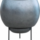 Кашпо Nieuwkoop Metallic под цвет серебра leaf globe elevated matt под цвет серебра blue, голубого/синего цвета (with технический горшок + foot) диаметр - 34 см высота - 31 см