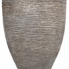Кашпо Nieuwkoop Polystone coated ribbed couple raw grey, серого цвета диаметр - 90 см высота - 111 см