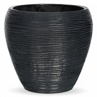 Кашпо Nieuwkoop Capi Nature vase tapering round rib 2-й размер black, чёрного цвета диаметр - 16 см высота - 15 см