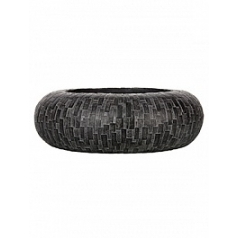 Кашпо Capi Nature stone bowl round 1-й размер black, чёрный