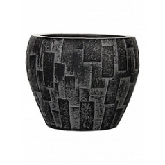 Кашпо Capi Nature stone vase taper round 2-й размер black, чёрный