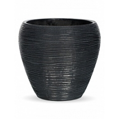 Кашпо Capi Nature vase tapering round rib 2-й размер black, чёрный