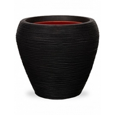Кашпо Capi Tutch rib nl vase tapering round black, чёрный