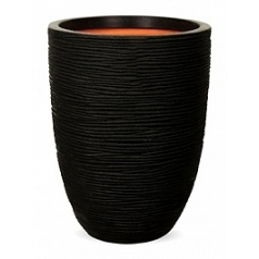 Кашпо Capi Tutch rib nl vase vase elegant low black, чёрный