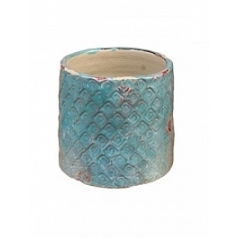 Ваза Nieuwkoop Indoor pottery pot textured -no rim distress blue, голубого/синего цвета (colour of abira)