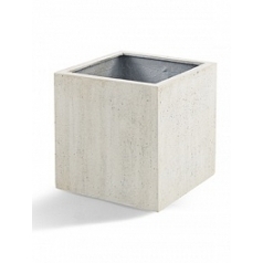 Кашпо Nieuwkoop D-lite cube M размер antique white, белого цвета-фактура под бетон