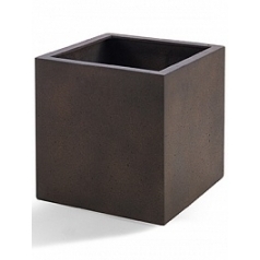 Кашпо Nieuwkoop D-lite cube XL размер rusty iron-фактура под бетон