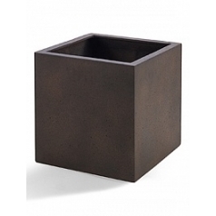 Кашпо Nieuwkoop D-lite cube XS размер rusty iron-фактура под бетон