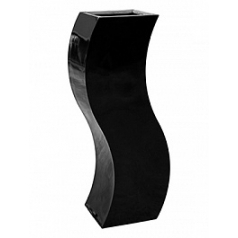Кашпо Livingreen curvy s1 polished jet black, чёрного цвета Длина — 35 см