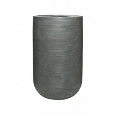 Кашпо Pottery Pots Fiberstone ridged dark grey, серого цвета cody L размер horizontal  Диаметр — 42 см