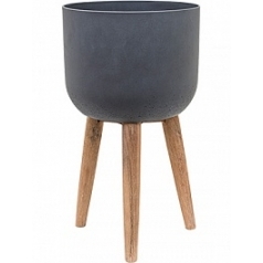 Кашпо Pottery Pots Refined retro with feet logan dark grey, серого цвета диаметр - 36 см высота - 63 см