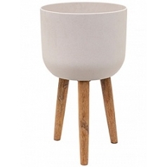 Кашпо Pottery Pots Refined retro with feet logan natural white, белого цвета диаметр - 36 см высота - 63 см